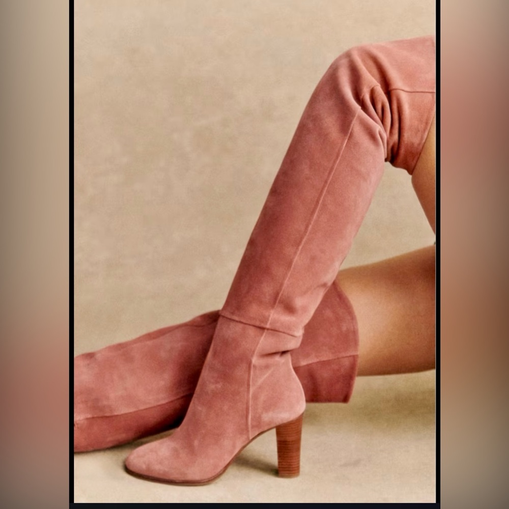 SEZANE Anaelle Suede Over-the-Knee Boots in Rosewood